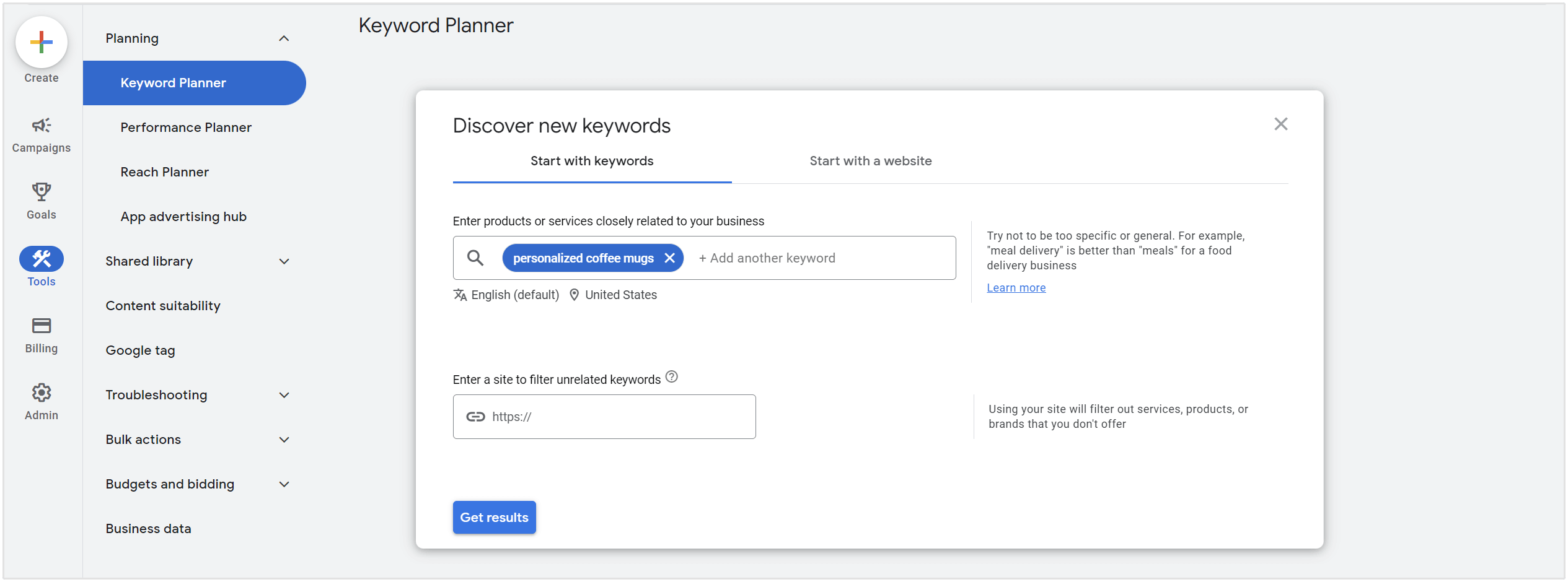 jak znaleźć niszowe słowa kluczowe za pomocą Google Keyword Planner